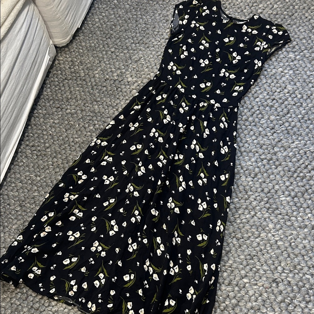 Reformation Gavin Floral Print Cutout Back Midi Dress Size 2 - Picture 3 of 12
